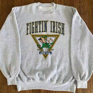 Retro 90s Notre Dame Fighting Irish Football Sweatshirt, University Of Notre Dam